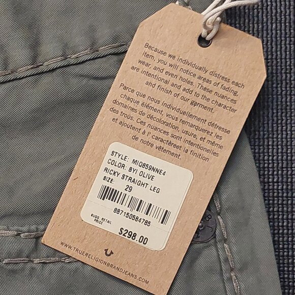 True Religion Men's Straight Jeans in Olive - Picture 8 of 16